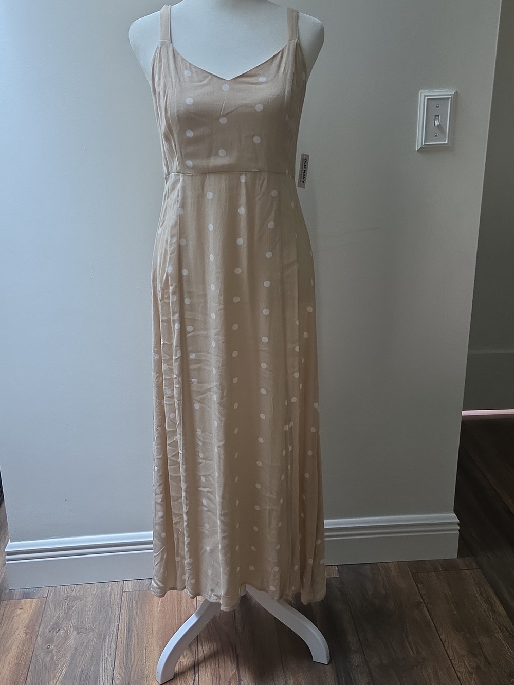 Beige Polka Dot Maxi Dress